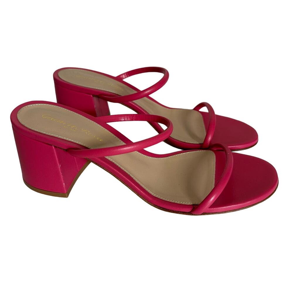 Gianvito Rossi Women's Pink Strappy Block Heels EU Size 40 US 9 Valentine's Day